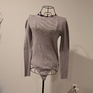 Wishlist Women's Light Gray Ribbed Bodysuit